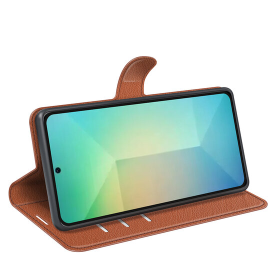 Samsung Galaxy S25 Hoesje - MobyDefend Kunstleren Wallet Book Case (Sluiting Voorkant) - Bruin