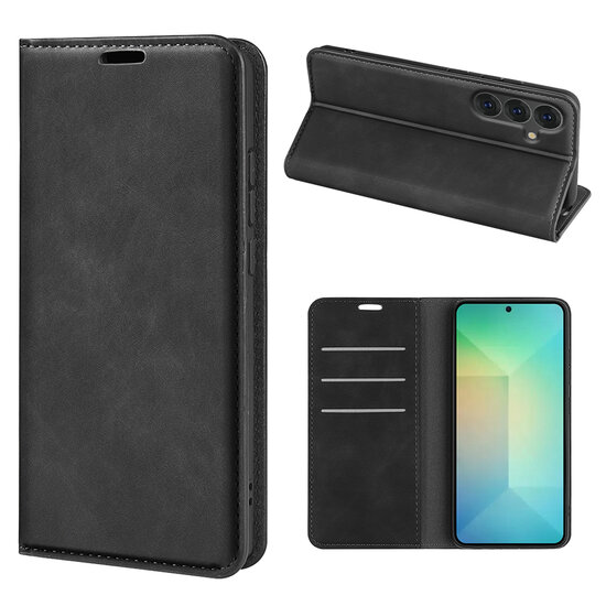 Samsung Galaxy S25 Hoesje - MobyDefend Luxe Wallet Bookcase (Magnetische Sluiting) - Zwart