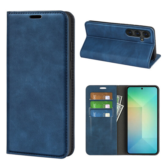 Samsung Galaxy S25 Hoesje - MobyDefend Luxe Wallet Bookcase (Magnetische Sluiting) - Blauw