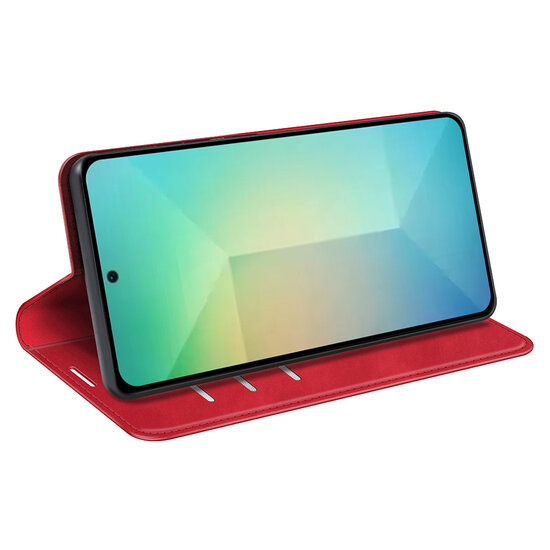 Samsung Galaxy S25 Hoesje - MobyDefend Luxe Wallet Bookcase (Magnetische Sluiting) - Rood