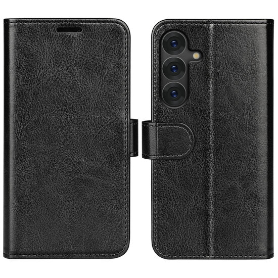 Samsung Galaxy S25 Hoesje - MobyDefend Wallet Book Case (Sluiting Achterkant) - Zwart