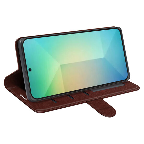 Samsung Galaxy S25 Hoesje - MobyDefend Wallet Book Case (Sluiting Achterkant) - Bruin
