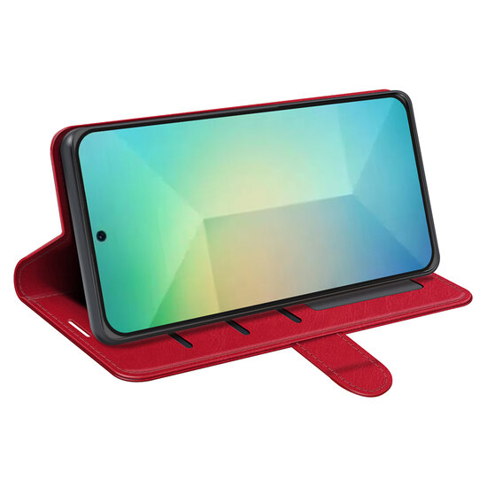 Samsung Galaxy S25 Hoesje - MobyDefend Wallet Book Case (Sluiting Achterkant) - Rood