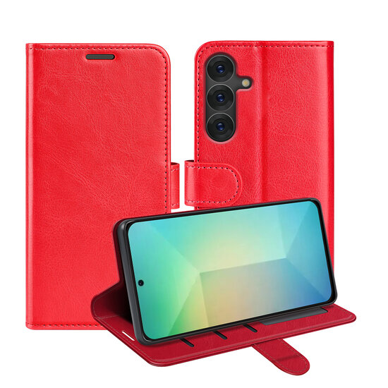 Samsung Galaxy S25 Hoesje - MobyDefend Wallet Book Case (Sluiting Achterkant) - Rood