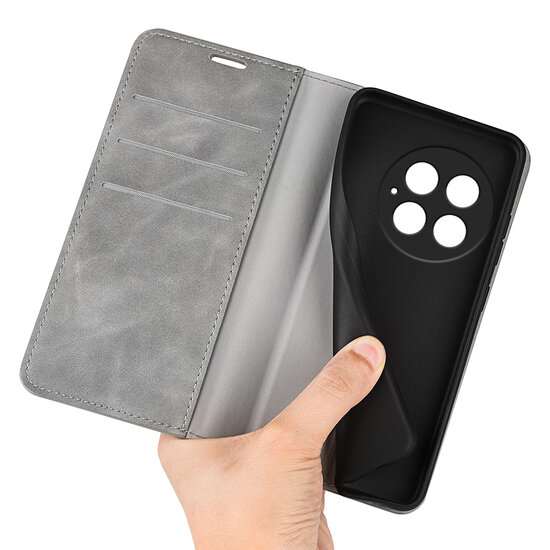 OnePlus 13 Hoesje - MobyDefend Luxe Wallet Bookcase (Magnetische Sluiting) - Grijs