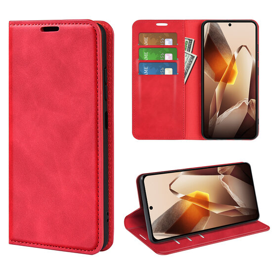 OnePlus 13 Hoesje - MobyDefend Luxe Wallet Bookcase (Magnetische Sluiting) - Rood