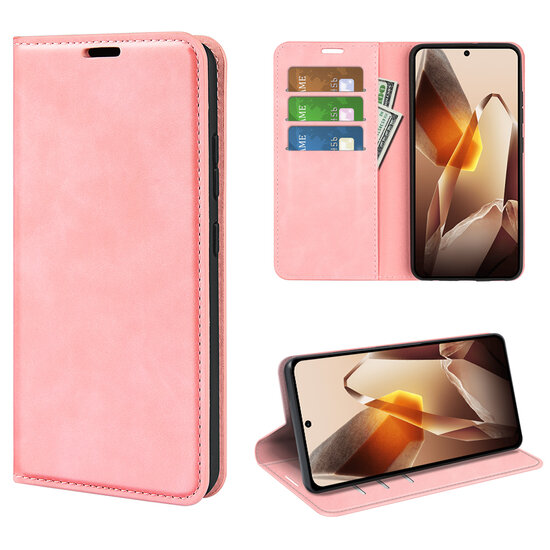 OnePlus 13 Hoesje - MobyDefend Luxe Wallet Bookcase (Magnetische Sluiting) - Roze