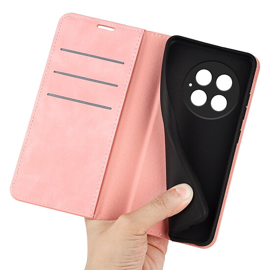 OnePlus 13 Hoesje - MobyDefend Luxe Wallet Bookcase (Magnetische Sluiting) - Roze