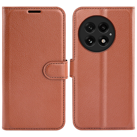 OnePlus 13 Hoesje - MobyDefend Kunstleren Wallet Book Case (Sluiting Voorkant) - Bruin