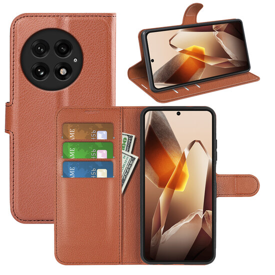 OnePlus 13 Hoesje - MobyDefend Kunstleren Wallet Book Case (Sluiting Voorkant) - Bruin