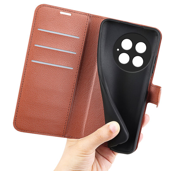 OnePlus 13 Hoesje - MobyDefend Kunstleren Wallet Book Case (Sluiting Voorkant) - Bruin