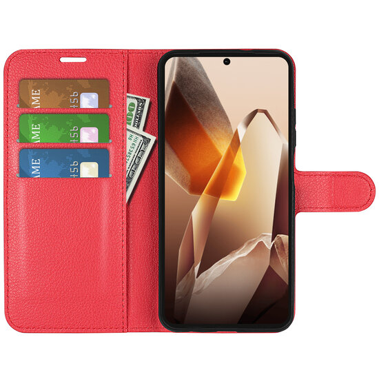 OnePlus 13 Hoesje - MobyDefend Kunstleren Wallet Book Case (Sluiting Voorkant) - Rood