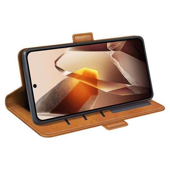 OnePlus 13 Hoesje - MobyDefend Luxe Wallet Book Case (Sluiting Zijkant) - Lichtbruin