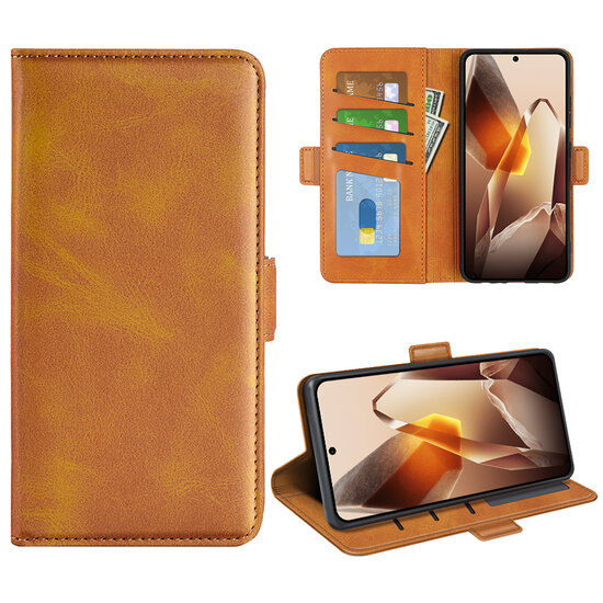 OnePlus 13 Hoesje - MobyDefend Luxe Wallet Book Case (Sluiting Zijkant) - Lichtbruin