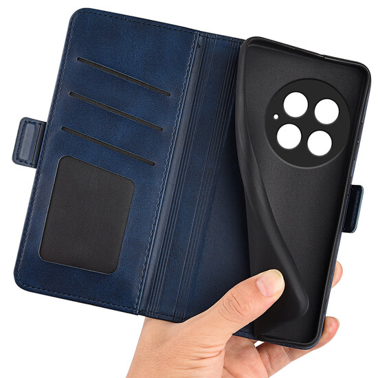 OnePlus 13 Hoesje - MobyDefend Luxe Wallet Book Case (Sluiting Zijkant) - Blauw
