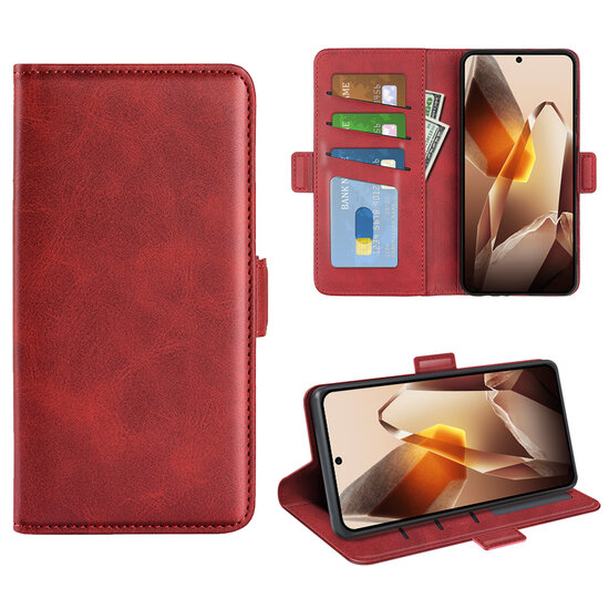 OnePlus 13 Hoesje - MobyDefend Luxe Wallet Book Case (Sluiting Zijkant) - Rood