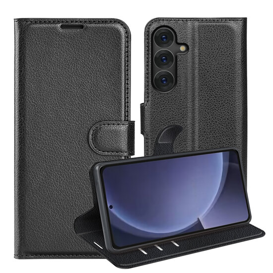Samsung Galaxy S25 Plus (S25+) Hoesje - MobyDefend Kunstleren Wallet Book Case (Sluiting Voorkant) - Zwart