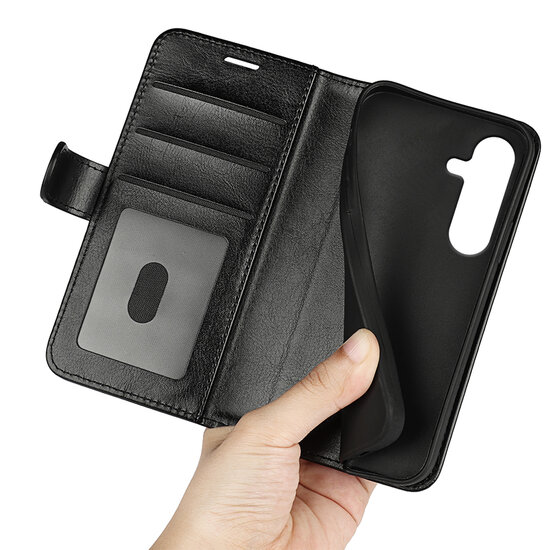 Samsung Galaxy S25 Plus (S25+) Hoesje - MobyDefend Wallet Book Case (Sluiting Achterkant) - Zwart