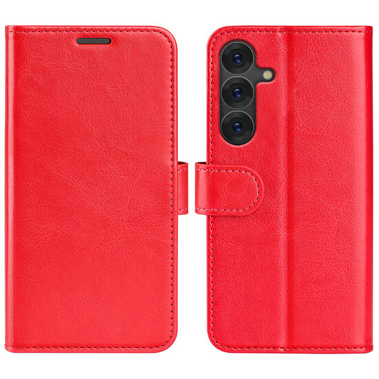 Samsung Galaxy S25 Plus (S25+) Hoesje - MobyDefend Wallet Book Case (Sluiting Achterkant) - Rood