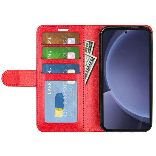 Samsung Galaxy S25 Plus (S25+) Hoesje - MobyDefend Wallet Book Case (Sluiting Achterkant) - Rood