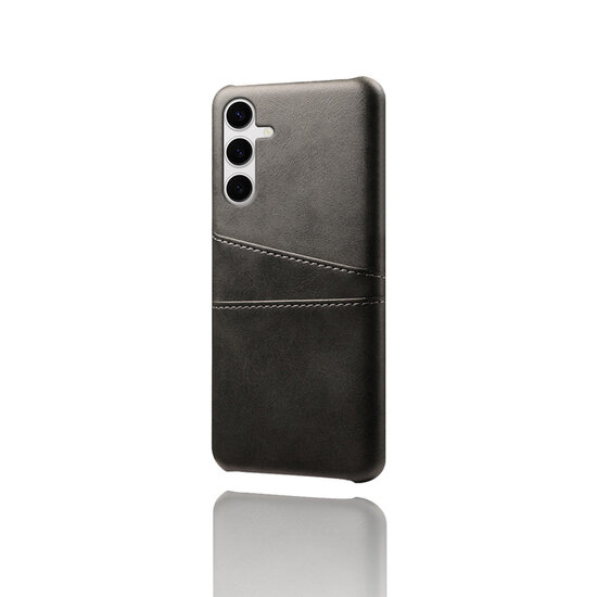 Samsung Galaxy S25 Plus (S25+) Hoesje - MobyDefend Lederen Backcover Met Vakjes Voor Pasjes - Zwart