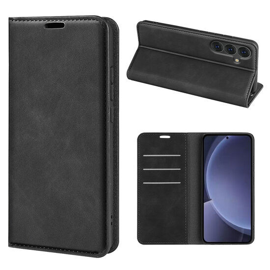 Samsung Galaxy S25 Plus (S25+) Hoesje - MobyDefend Luxe Wallet Bookcase (Magnetische Sluiting) - Zwart