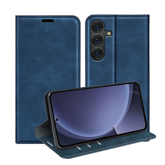 Samsung Galaxy S25 Plus (S25+) Hoesje - MobyDefend Luxe Wallet Bookcase (Magnetische Sluiting) - Blauw