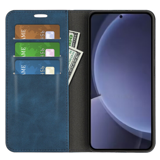 Samsung Galaxy S25 Plus (S25+) Hoesje - MobyDefend Luxe Wallet Bookcase (Magnetische Sluiting) - Blauw