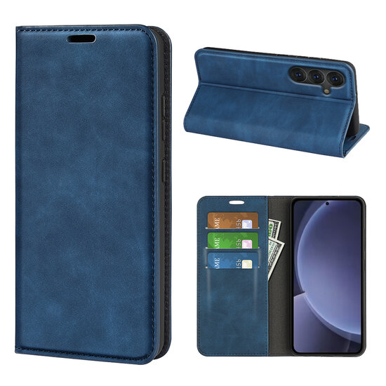 Samsung Galaxy S25 Plus (S25+) Hoesje - MobyDefend Luxe Wallet Bookcase (Magnetische Sluiting) - Blauw