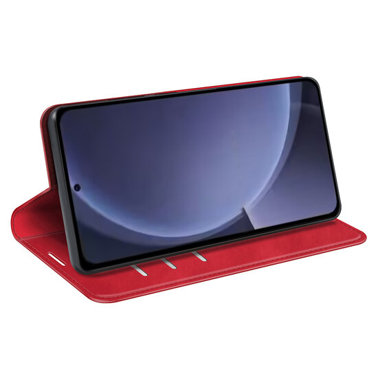 Samsung Galaxy S25 Plus (S25+) Hoesje - MobyDefend Luxe Wallet Bookcase (Magnetische Sluiting) - Rood