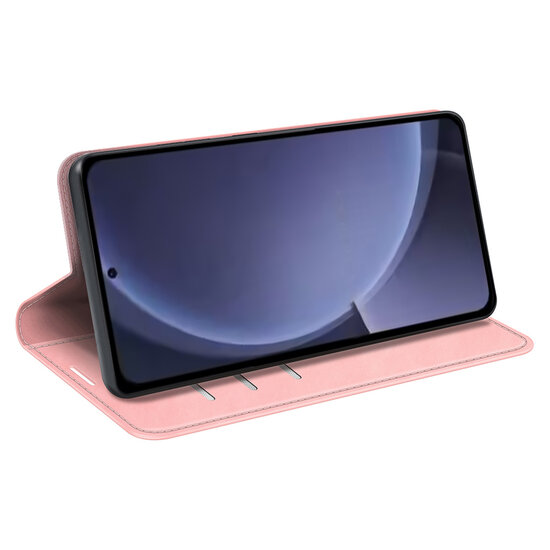 Samsung Galaxy S25 Plus (S25+) Hoesje - MobyDefend Luxe Wallet Bookcase (Magnetische Sluiting) - Roze