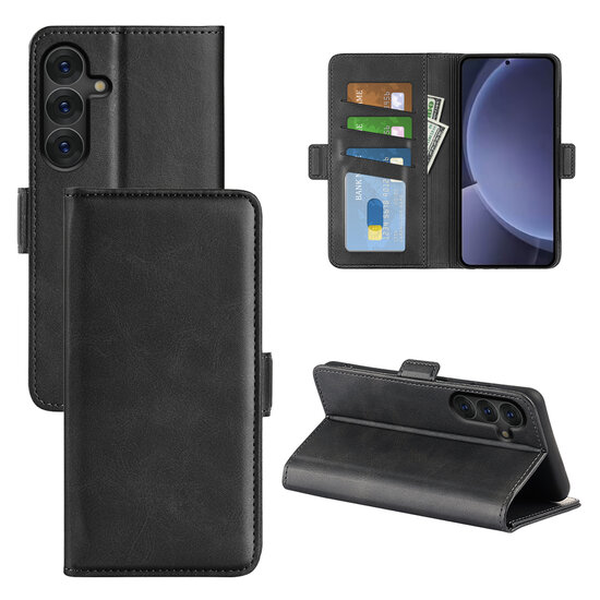 Samsung Galaxy S25 Plus (S25+) Hoesje - MobyDefend Luxe Wallet Book Case (Sluiting Zijkant) - Zwart