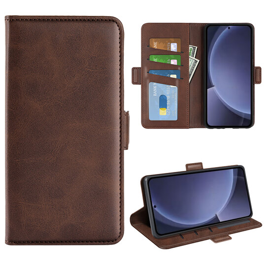 Samsung Galaxy S25 Plus (S25+) Hoesje - MobyDefend Luxe Wallet Book Case (Sluiting Zijkant) - Bruin