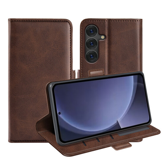Samsung Galaxy S25 Plus (S25+) Hoesje - MobyDefend Luxe Wallet Book Case (Sluiting Zijkant) - Bruin