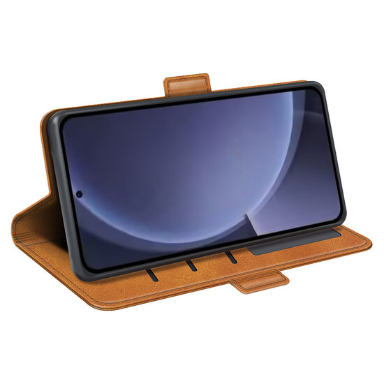 Samsung Galaxy S25 Plus (S25+) Hoesje - MobyDefend Luxe Wallet Book Case (Sluiting Zijkant) - Lichtbruin