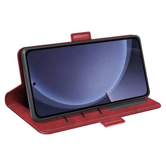 Samsung Galaxy S25 Plus (S25+) Hoesje - MobyDefend Luxe Wallet Book Case (Sluiting Zijkant) - Rood