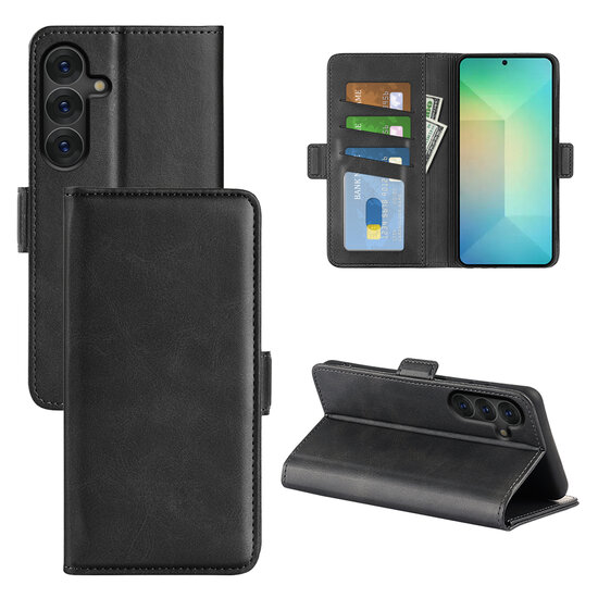 Samsung Galaxy S25 Hoesje - MobyDefend Luxe Wallet Book Case (Sluiting Zijkant) - Zwart