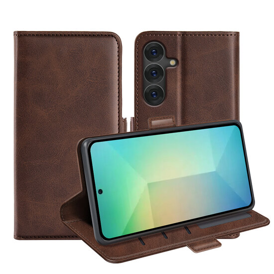 Samsung Galaxy S25 Hoesje - MobyDefend Luxe Wallet Book Case (Sluiting Zijkant) - Bruin