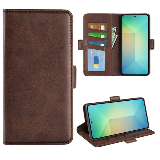 Samsung Galaxy S25 Hoesje - MobyDefend Luxe Wallet Book Case (Sluiting Zijkant) - Bruin