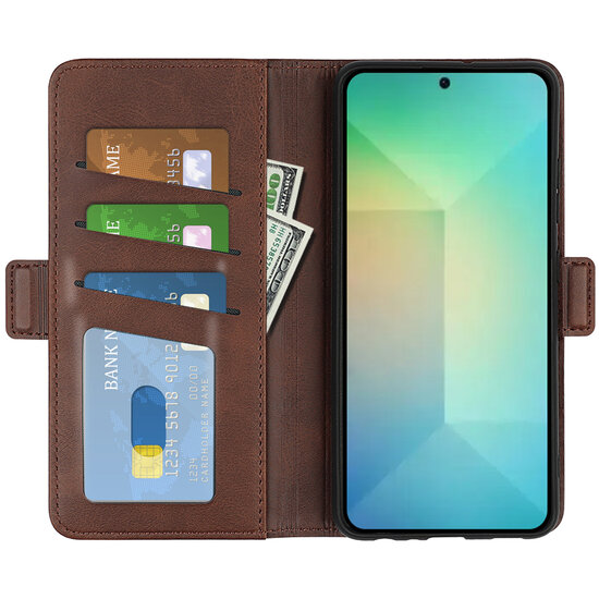 Samsung Galaxy S25 Hoesje - MobyDefend Luxe Wallet Book Case (Sluiting Zijkant) - Bruin