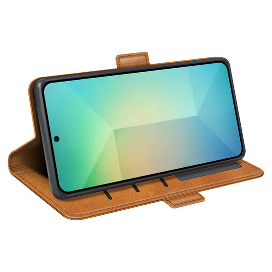 Samsung Galaxy S25 Hoesje - MobyDefend Luxe Wallet Book Case (Sluiting Zijkant) - Lichtbruin