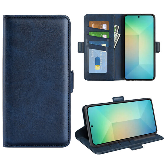 Samsung Galaxy S25 Hoesje - MobyDefend Luxe Wallet Book Case (Sluiting Zijkant) - Blauw