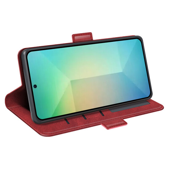 Samsung Galaxy S25 Hoesje - MobyDefend Luxe Wallet Book Case (Sluiting Zijkant) - Rood