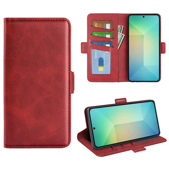 Samsung Galaxy S25 Hoesje - MobyDefend Luxe Wallet Book Case (Sluiting Zijkant) - Rood