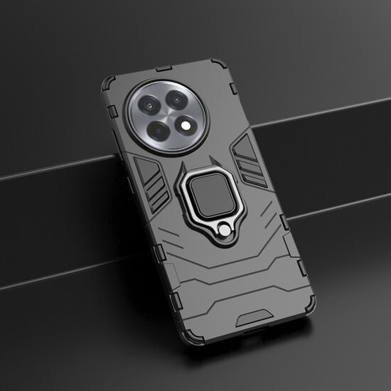 OnePlus 13R Hoesje - MobyDefend Dubbelgelaagde Pantsercase Met Standaard - Zwart