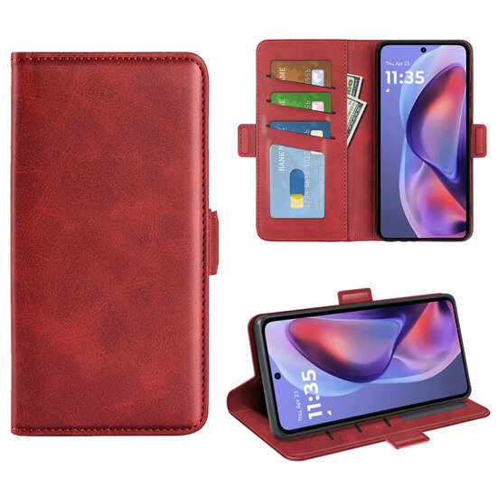 Motorola Moto E15 / G05 Hoesje - MobyDefend Luxe Wallet Book Case (Sluiting Zijkant) - Rood