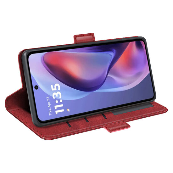 Motorola Moto E15 / G05 Hoesje - MobyDefend Luxe Wallet Book Case (Sluiting Zijkant) - Rood