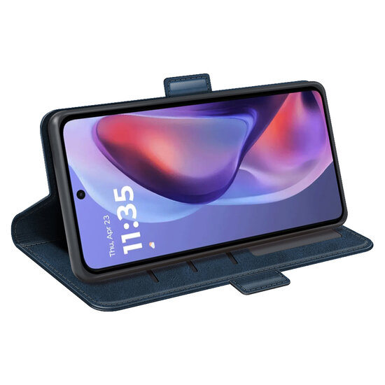 Motorola Moto E15 / G05 Hoesje - MobyDefend Luxe Wallet Book Case (Sluiting Zijkant) - Blauw