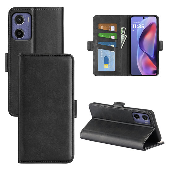 Motorola Moto E15 / G05 Hoesje - MobyDefend Luxe Wallet Book Case (Sluiting Zijkant) - Zwart