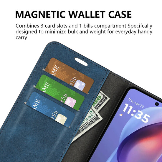 Motorola Moto E15 / G05 Hoesje - MobyDefend Luxe Wallet Bookcase (Magnetische Sluiting) - Rood